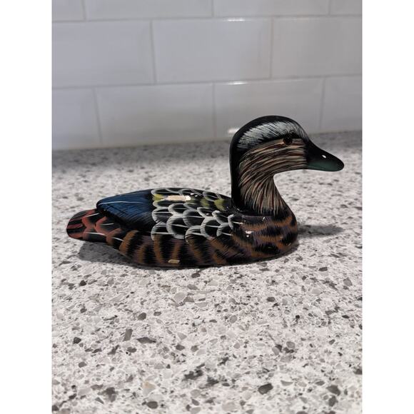 Vintage Hand Carved Wooden And Painted Duck - Picture 5 of 8